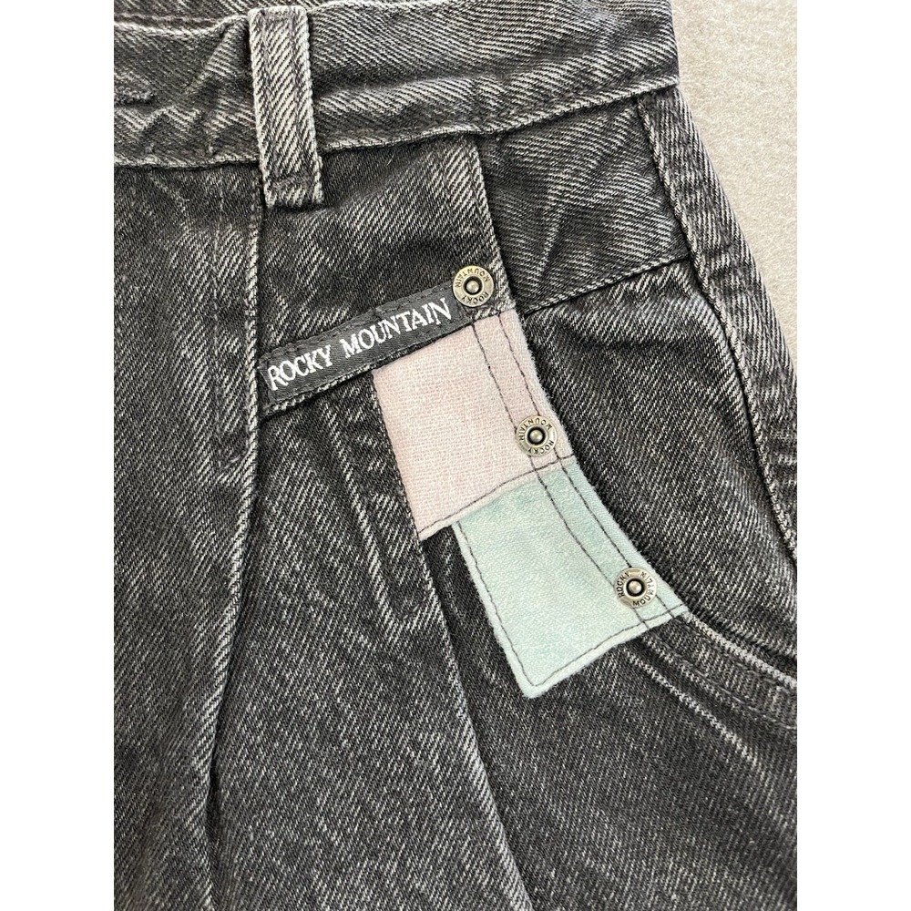 Vtg 1990s Rocky Mountain Womens 26/3 Black Gray Pleated High Rise Jeans USA - Picture 8 of 14